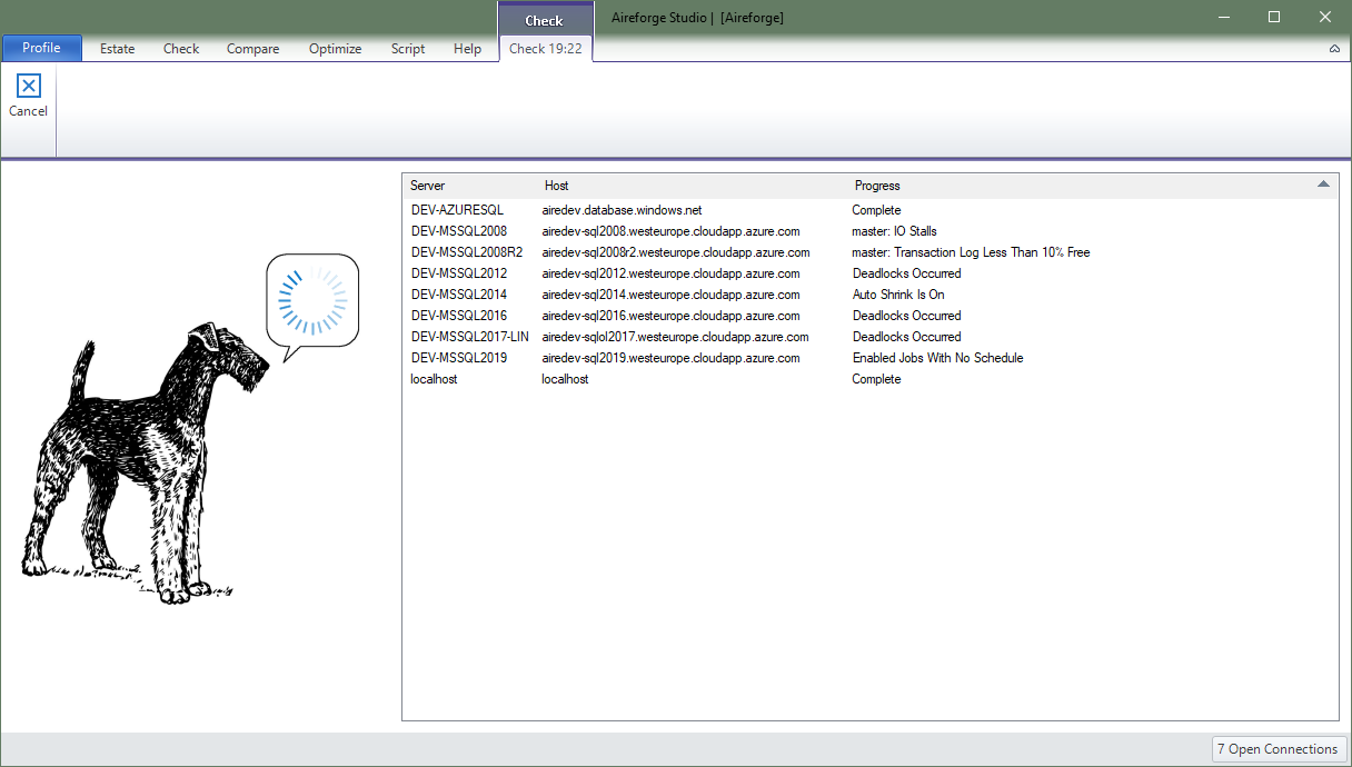 Aireforge SQL Server Health Checks Running