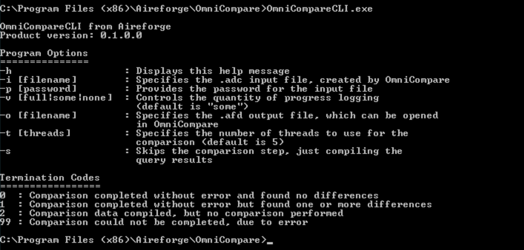 Aireforge Compare CLI Window